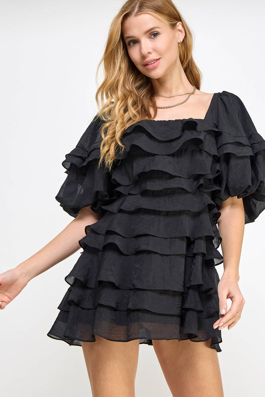Tiered Ruffle Layered Mini Dress
