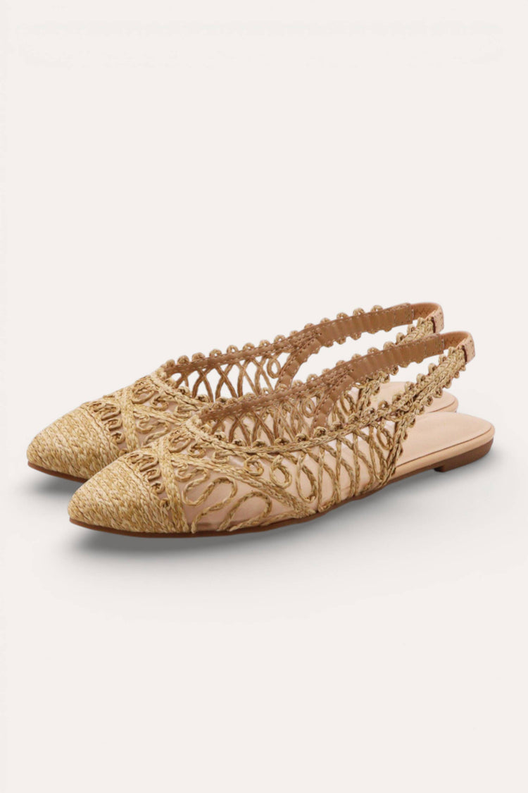 NOTEBOOK-07 WOVEN RAFFIA UPPER SLING BACK FLAT