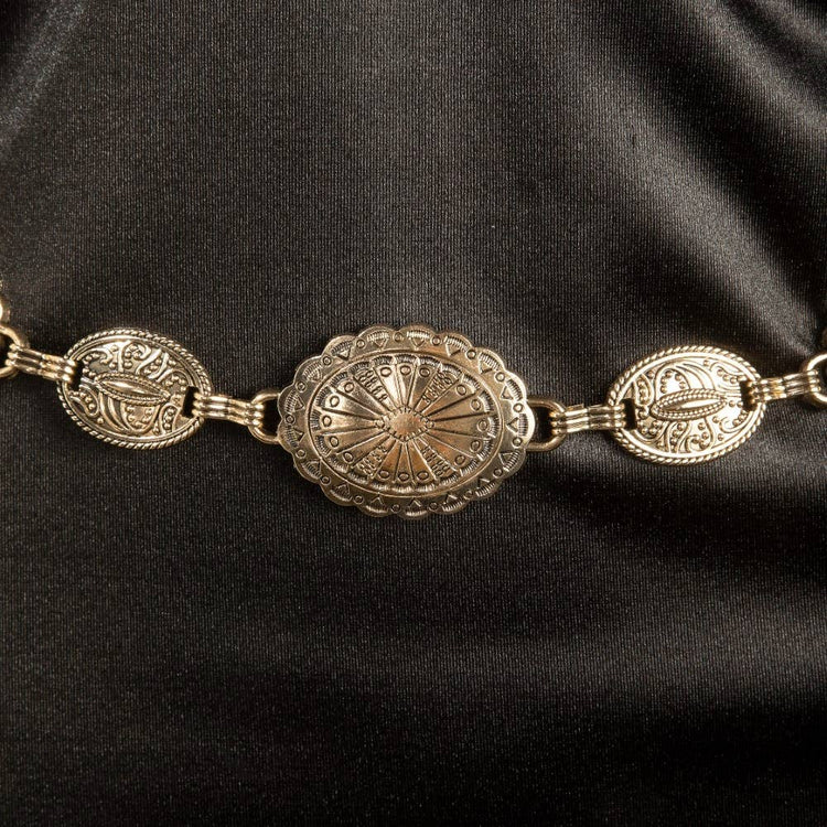 Western Abstract Pattern Concho Chain Belt