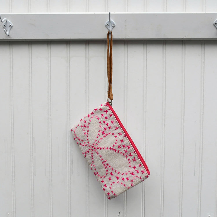 Pink X Flower Wristlet