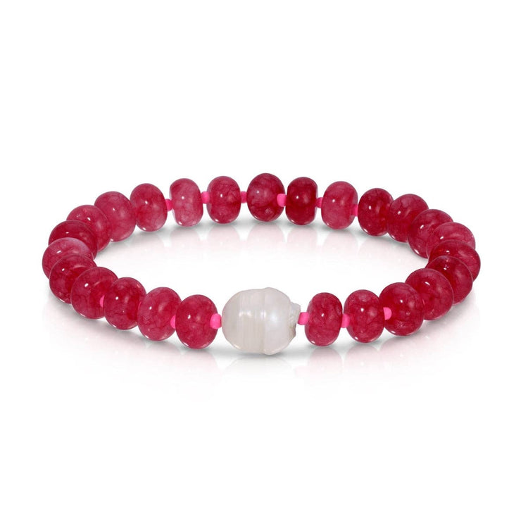 Stone Bracelet with Large Baroque Pearl