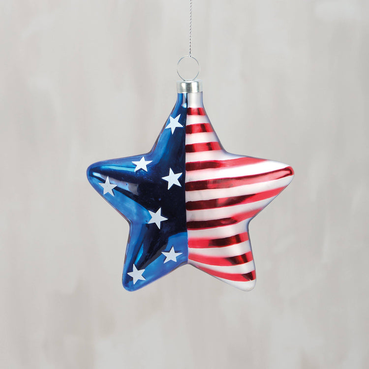 Glass Star Flag Ornament