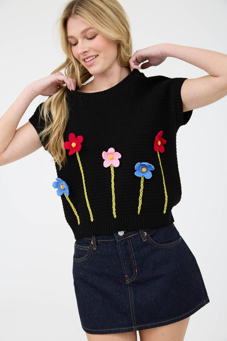 Crochet Floral Sweater