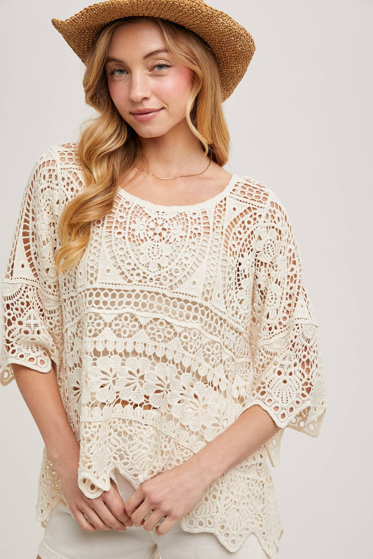 Sheer CROCHET TOP WITH NO LINING