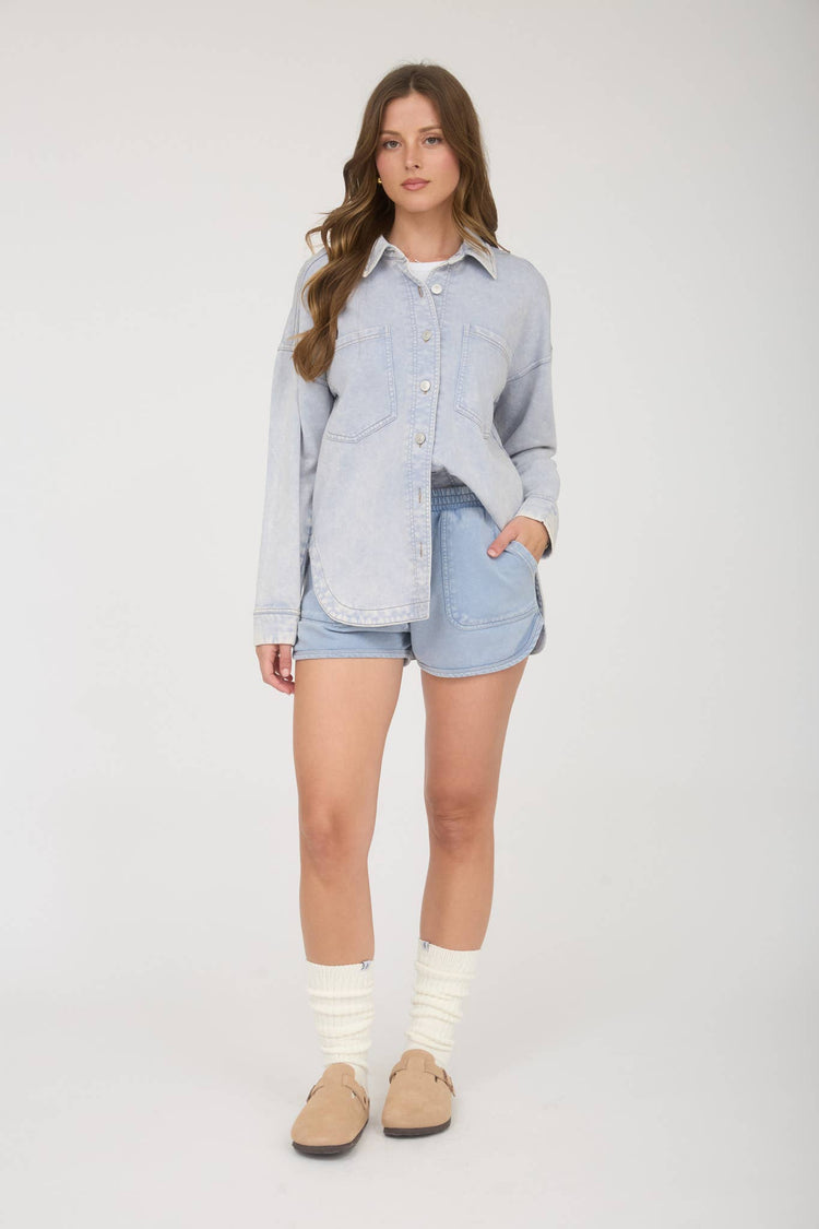 ACID WASHED DRAWSTRING KNIT SHORTS