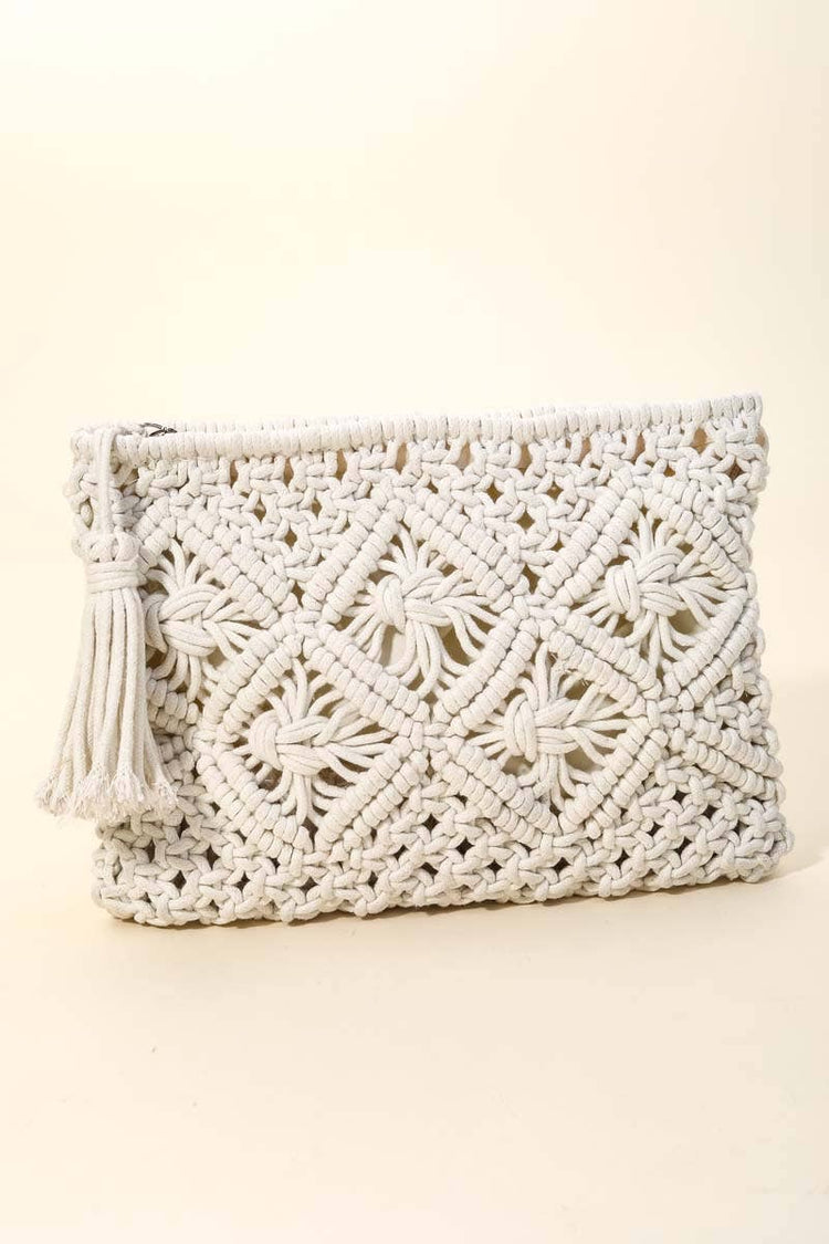 Crochet Clutch Tassel Bag