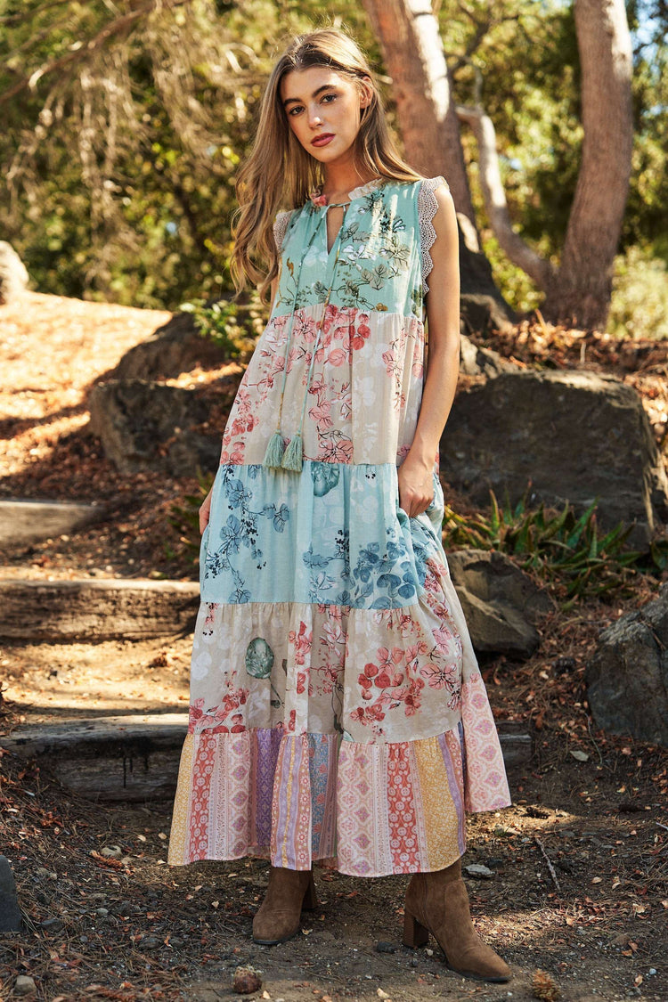 Floral Lace Edge Maxi Dress