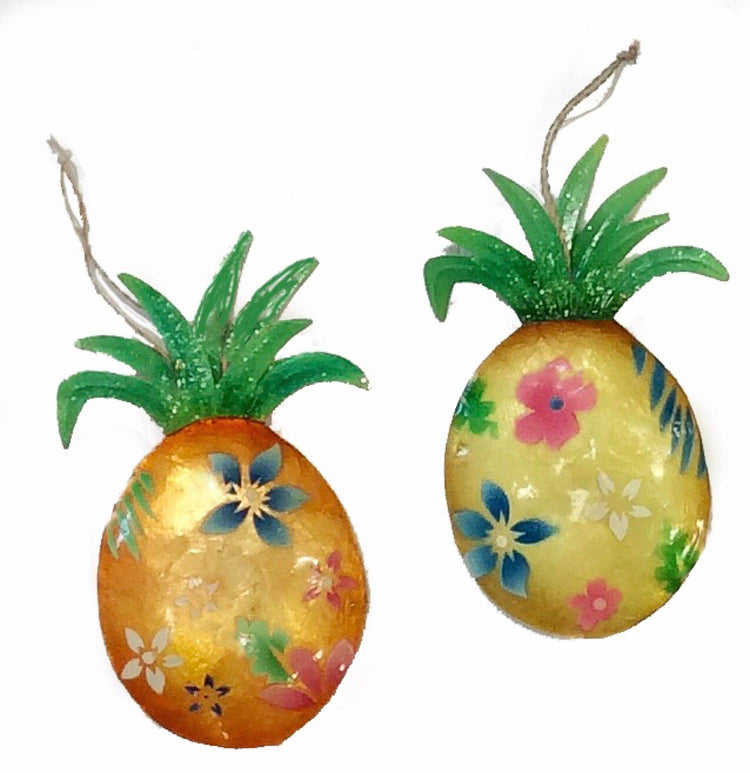 Capiz Shell Pineapple Ornament - Assorted