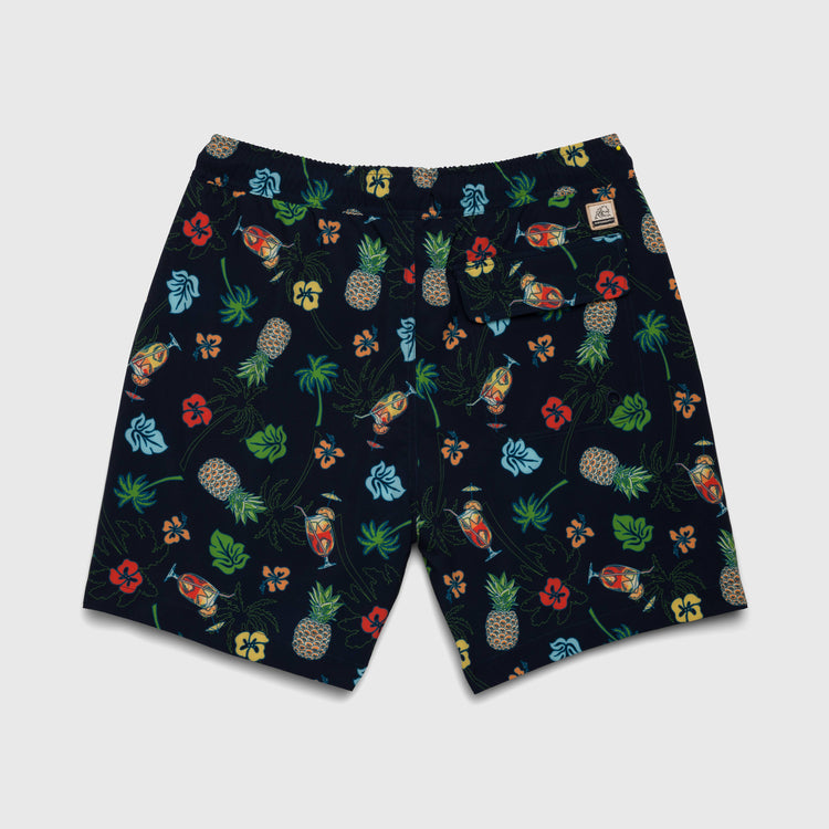 Jimmy hibiscus/pineapple/cocktail printed 6.5" volley