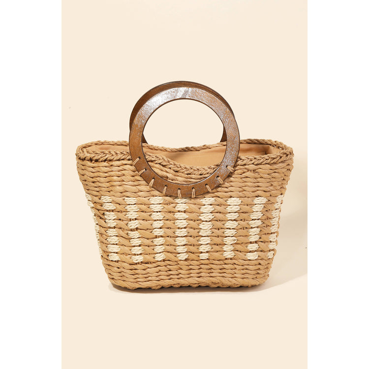 Small Braided Round Handle Tote Bag