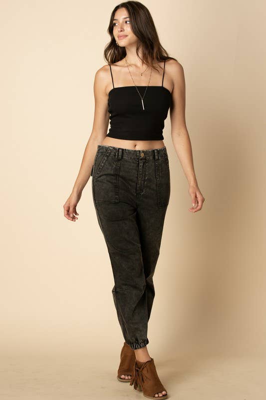 Mid Rise Cropped Jogger Vintage Wast