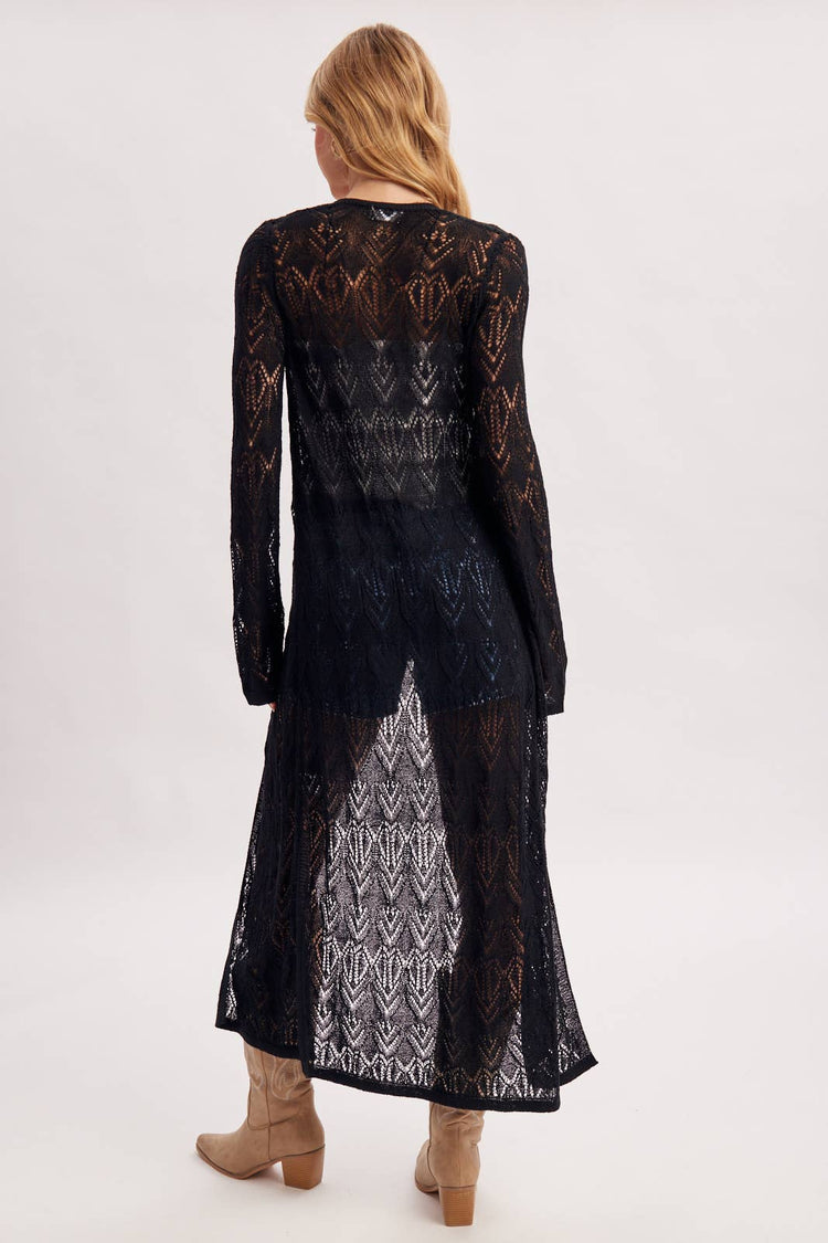 OPEN-KNIT MAXI LONGLINE CARDIGAN