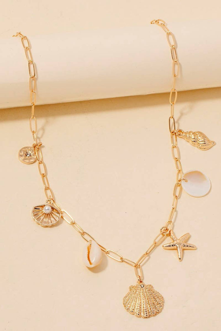 Mixed Sea Life Charms Chain Necklace