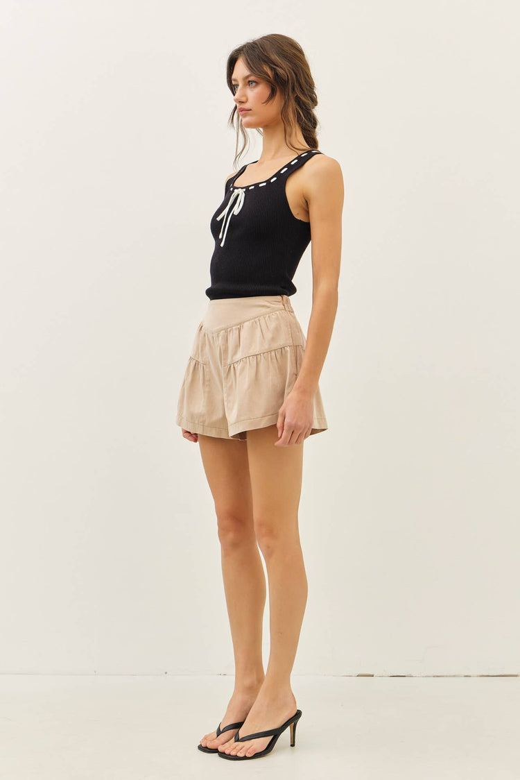 CONTRAST STITCH RIBBED SWEATER TANK TOP