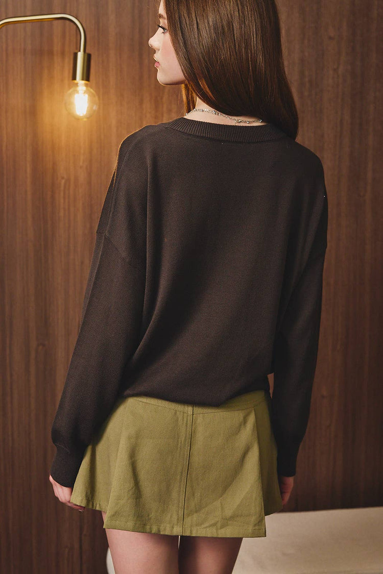 "GOLDEN RETRIEVER" DOG CREW NECK OVERSIZED SWEATER