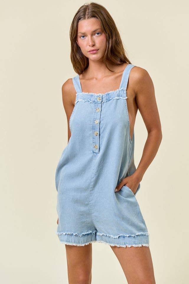 Tencel Denim Front button Closure Romper