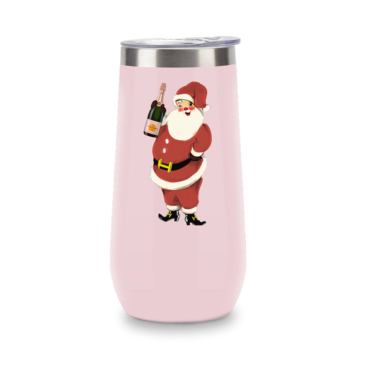 Champagne Tumbler- Red Santa w Champagne