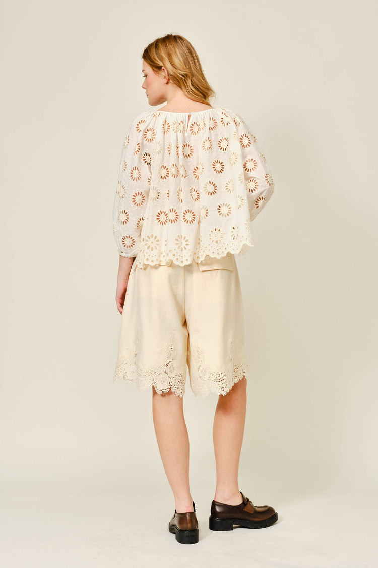 LACE HEMMING DETAIL CLASSIC LONG SHORTS