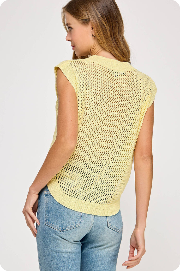 Embroidery Crochet Knit Vest Top