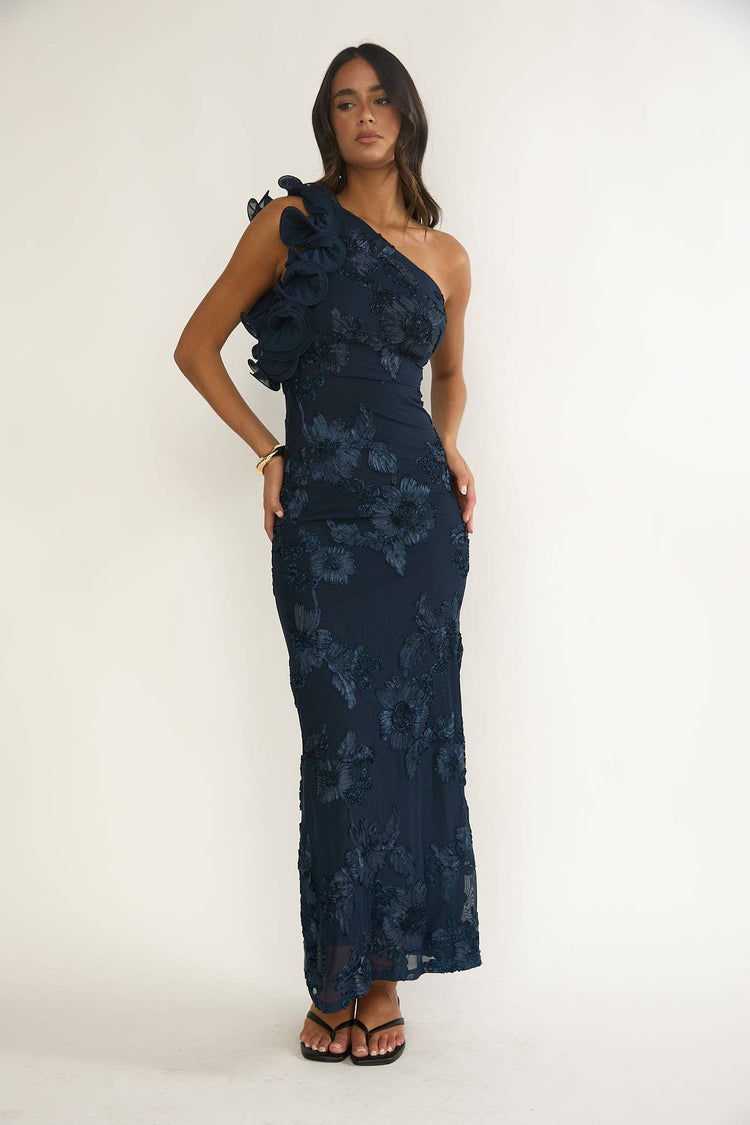 ONE SHOULDER FLORAL MAXI DRESS