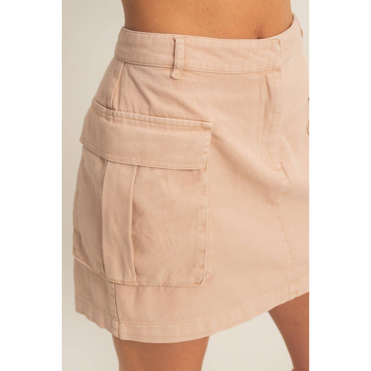 Mineral Washed Cargo Mini Skirt