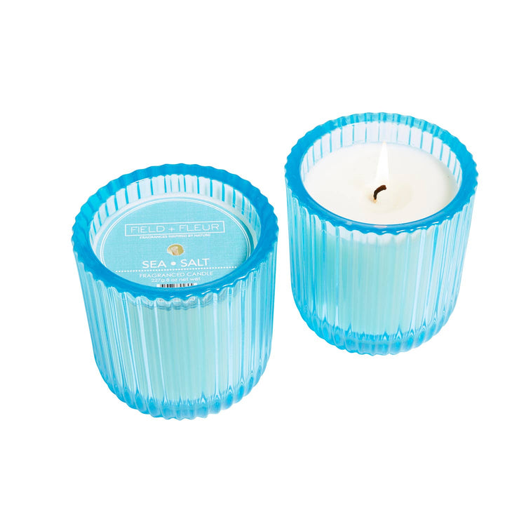 Sea Salt 1 Wick Colored Glass Candle 8oz Ctn.6