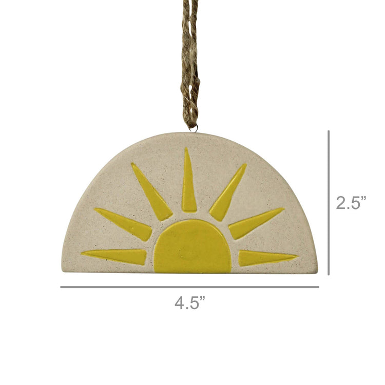 Ceramic Hanging - Sun. 6.5” jute hanger