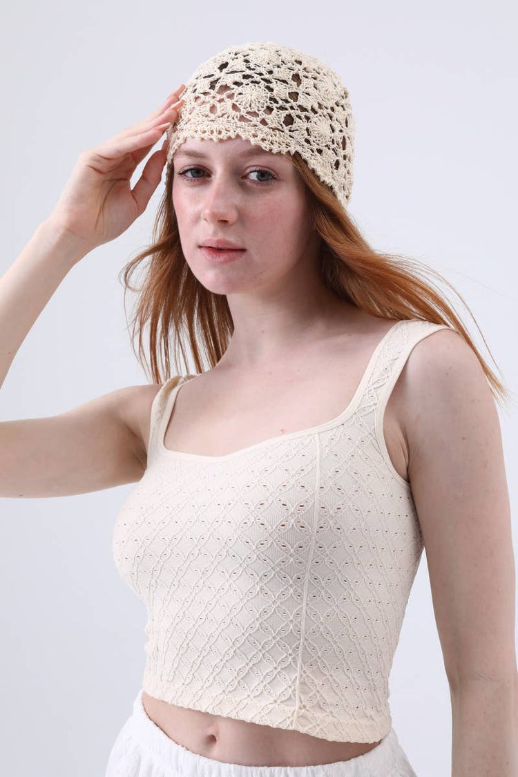 Crochet Lace Beanie – Handmade Open Knit Cap