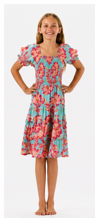 Kids Makaha Dress - Seychelles Turquoise