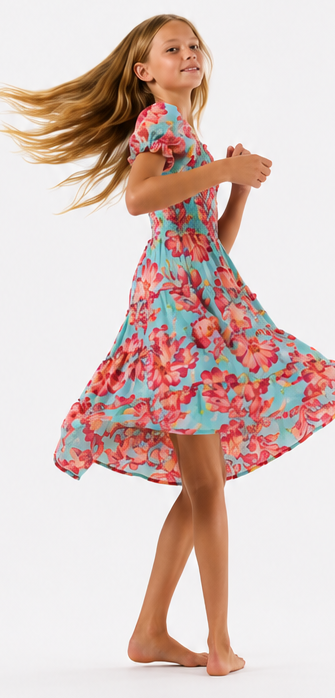 Kids Makaha Dress - Seychelles Turquoise