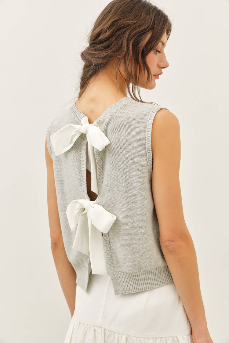 Sweaters Vest Top With Back Bow Ties