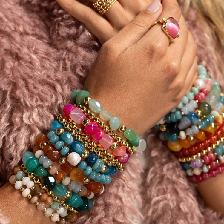Stone Bracelet with Large Baroque Pearl