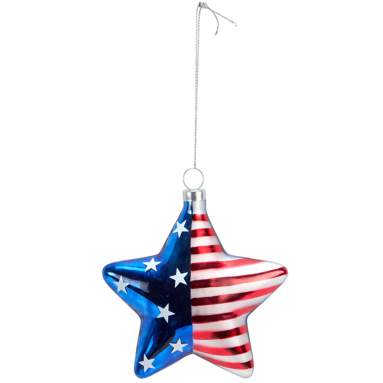 Glass Star Flag Ornament