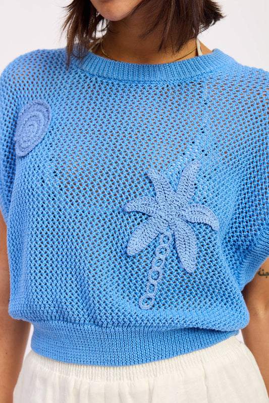 SLEEVELESS CROCHET PATCHED TOP