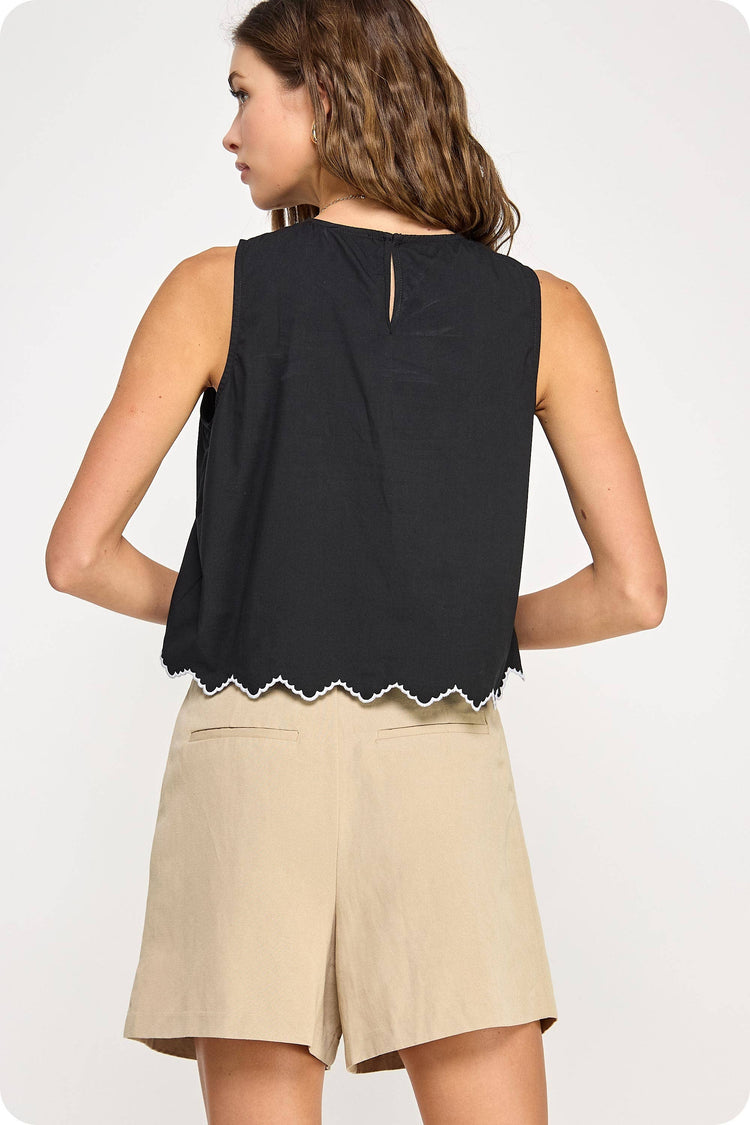 Floral Embroidery Sleeveless Top