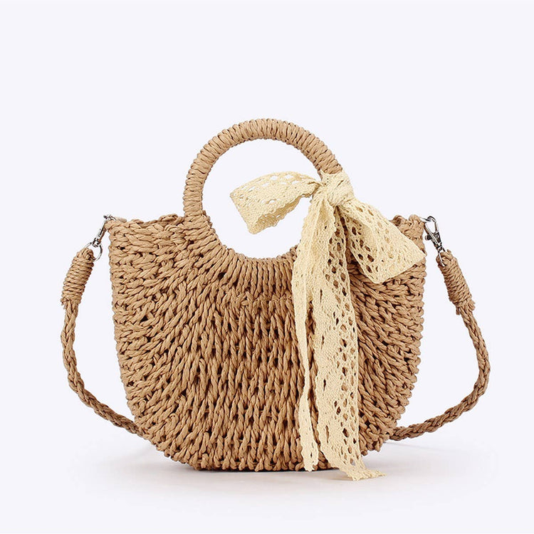 Paper Straw Bow detail bag