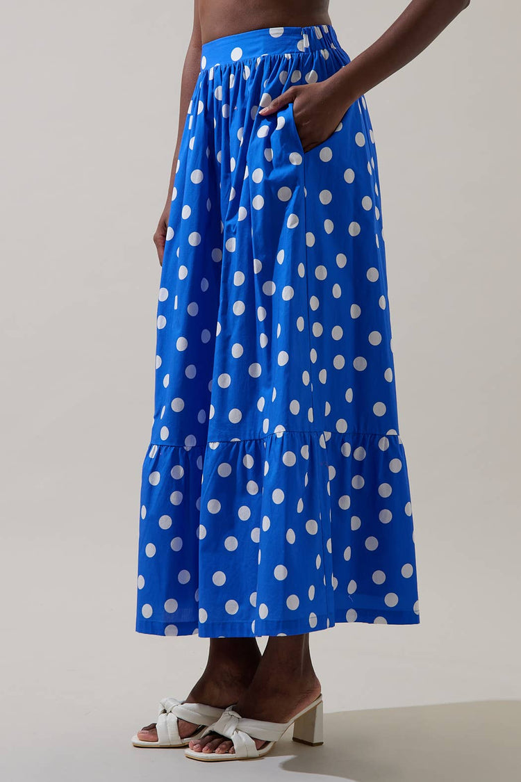 Katana Dot Pleated Maxi Skirt