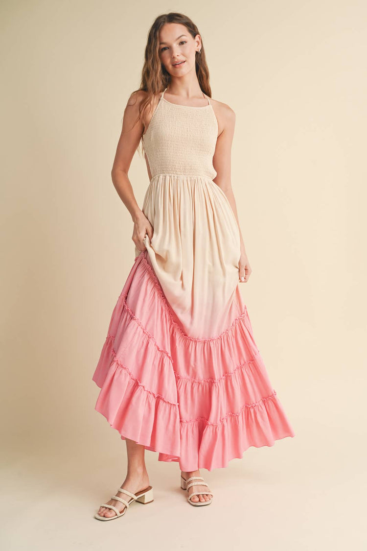 OMBRE OPEN BACK MAXI DRESS