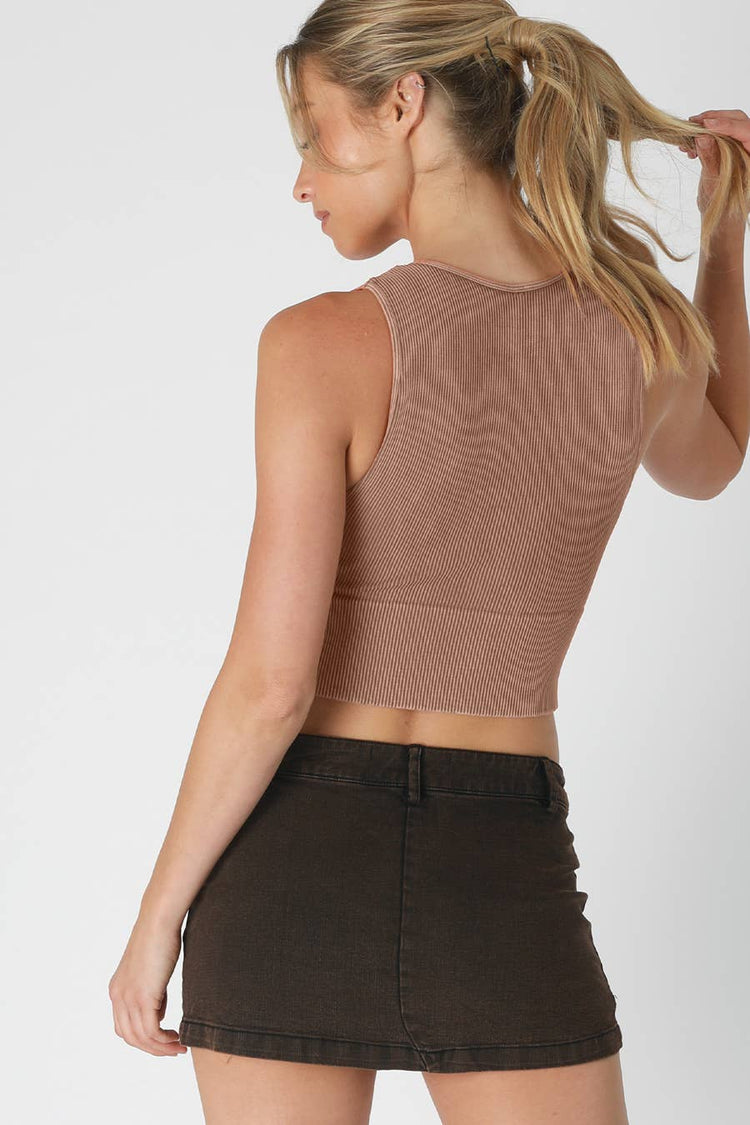 Vintage Plunge V-Neck Seamless Crop Top