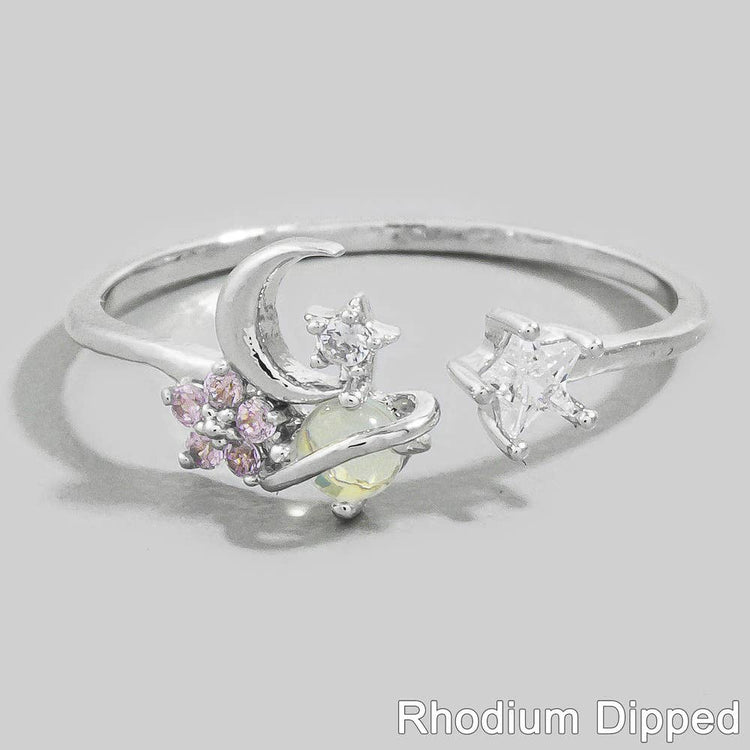 Gold Dipped Cz Celestial Open Ring
