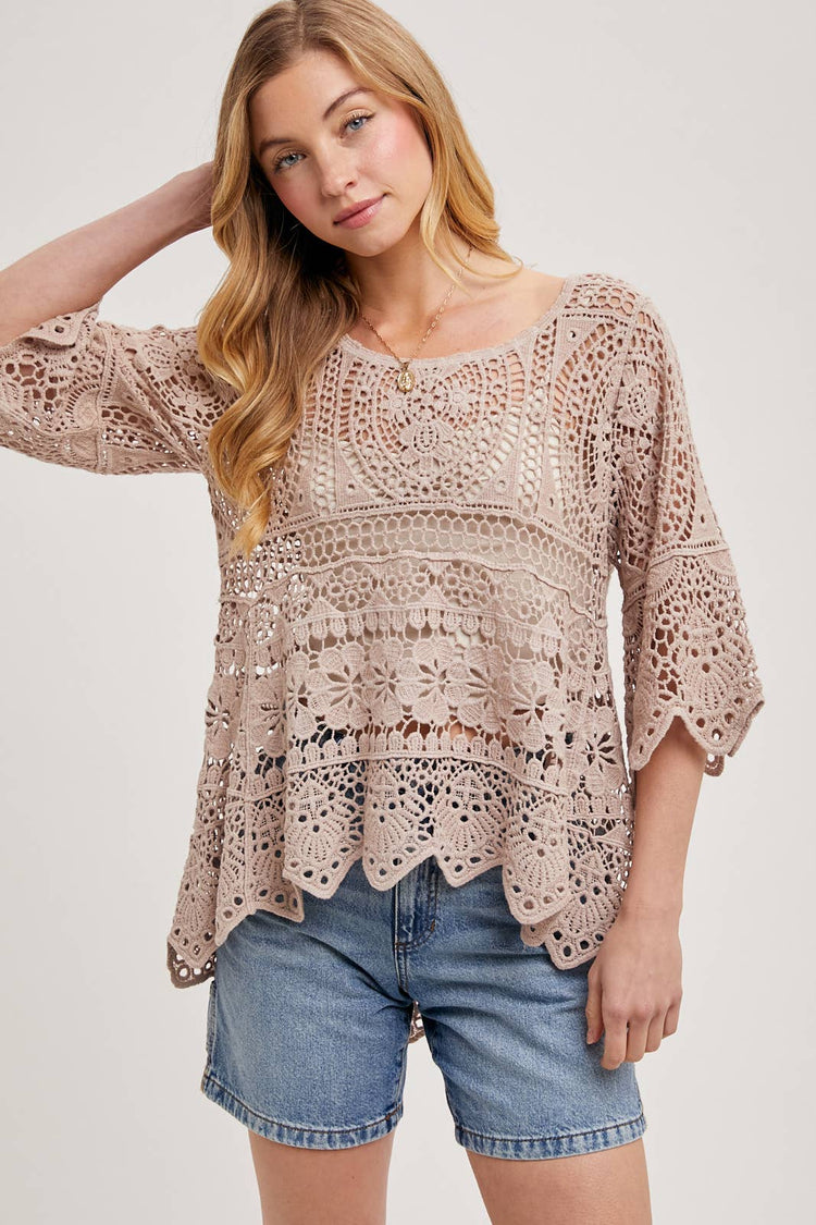 Sheer CROCHET TOP WITH NO LINING