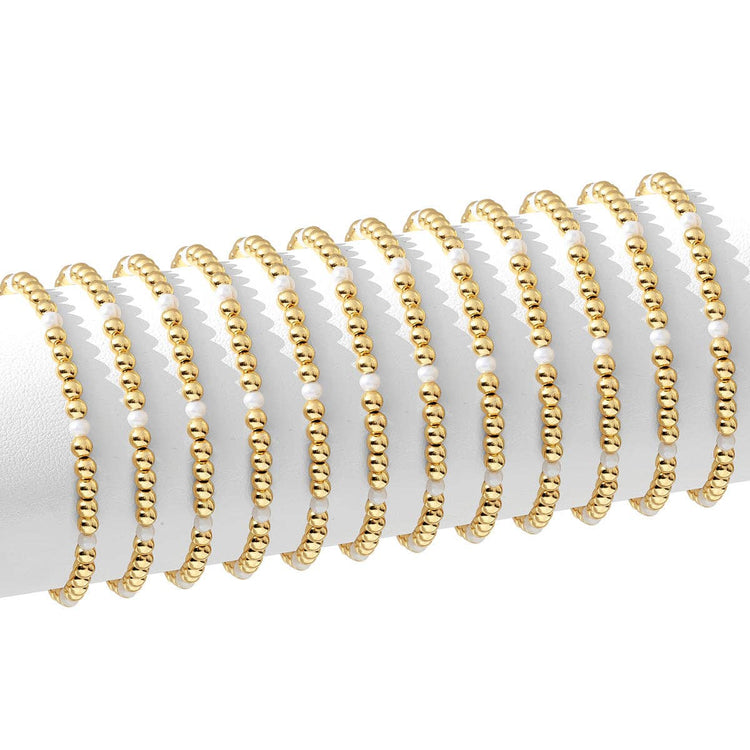 4 mm Bead & Pearl Stretch Bracelets