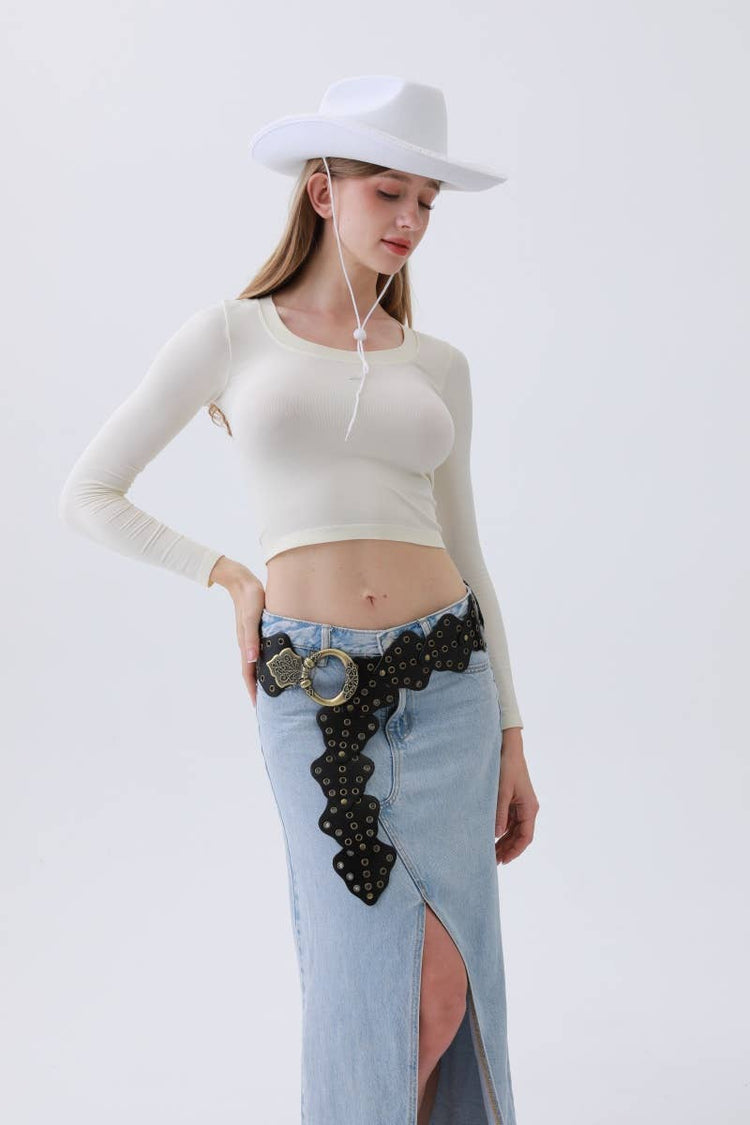 Versatile Vintage Studded Leaf Waist Belt