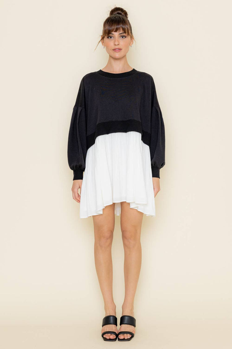 Comfy Round Neck Drop Shoulder Crop Mini Dress