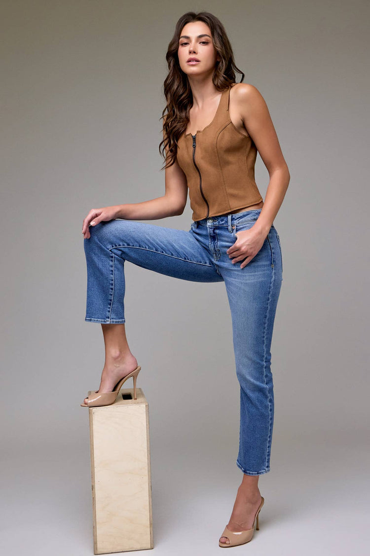 Medium Wash Clean Stretch Mid Rise Cigarette Skinny