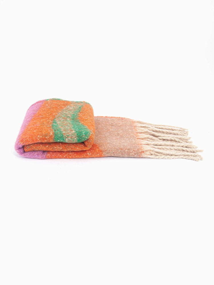 Camden Heavyweight Scarf - Orange/Green, Wave Colour Block