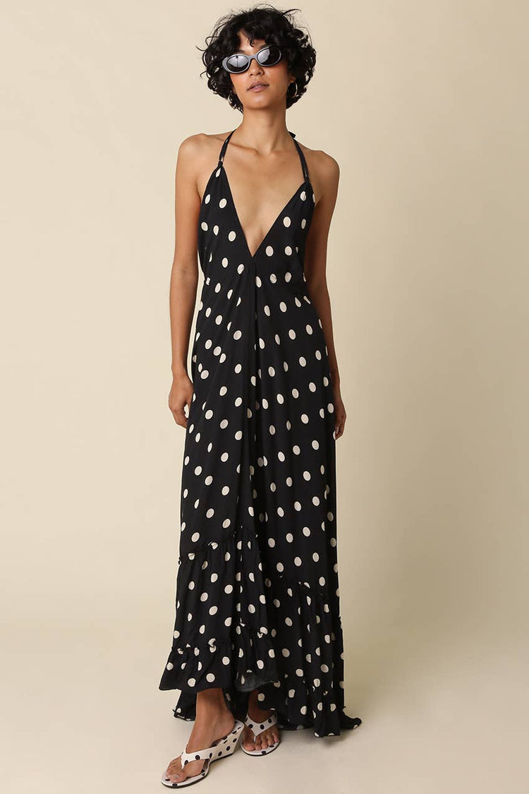 Charly Polka Dot Halter Maxi Dress