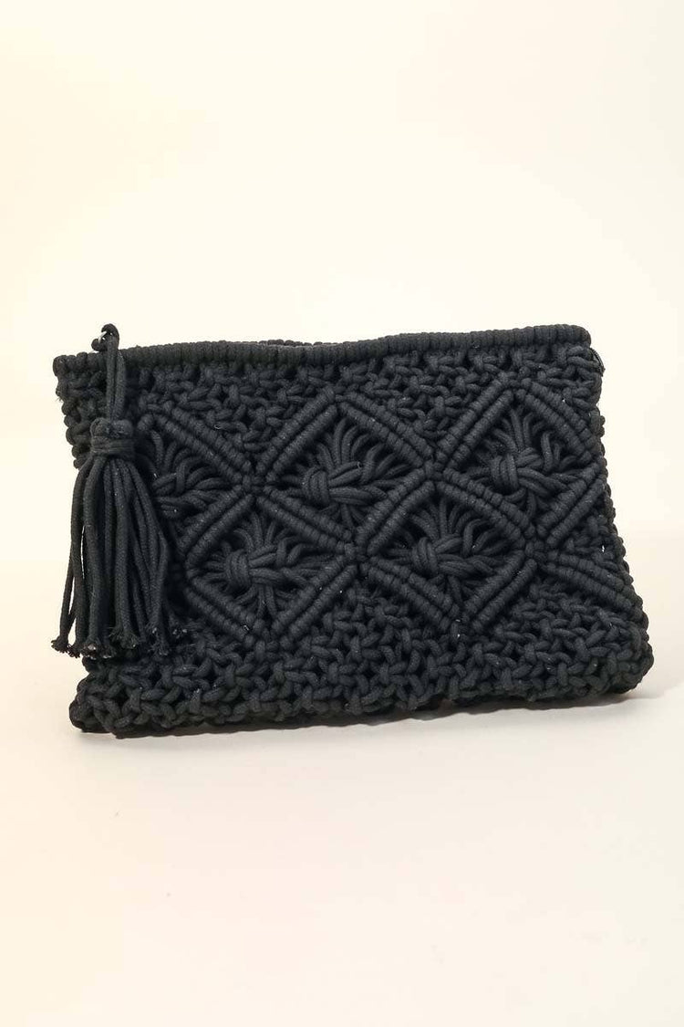 Crochet Clutch Tassel Bag