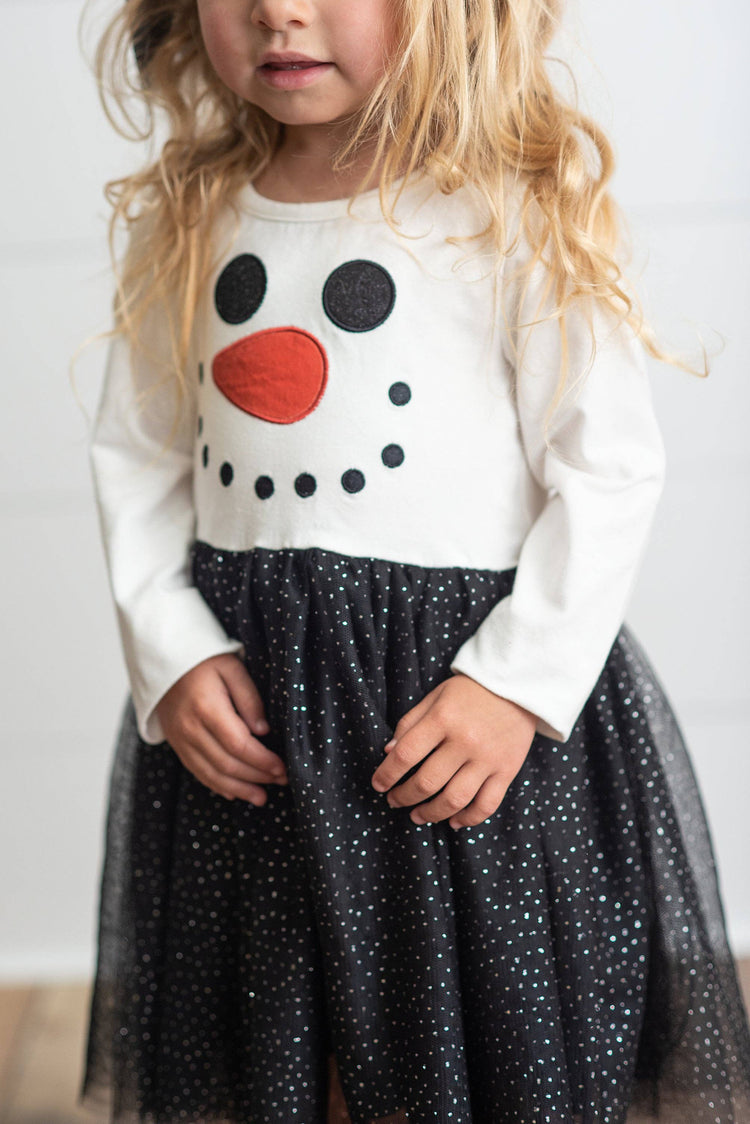 Girls Snowman Sparkle Tulle Holiday Christmas Winter Dress