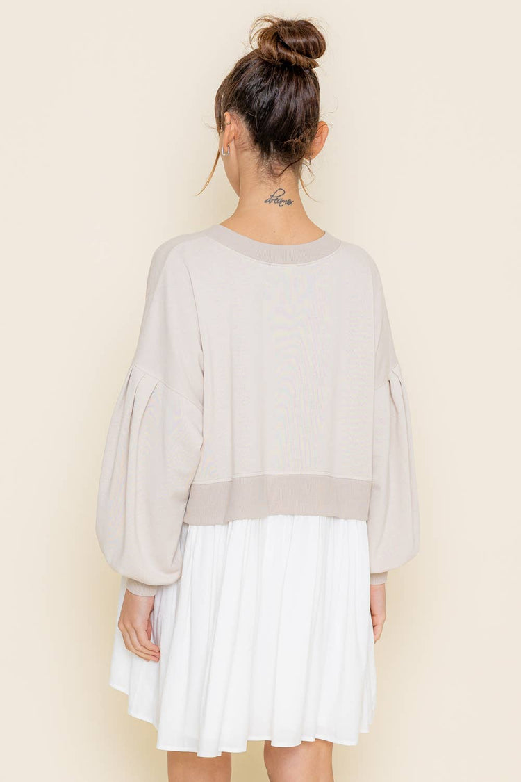 Comfy Round Neck Drop Shoulder Crop Mini Dress